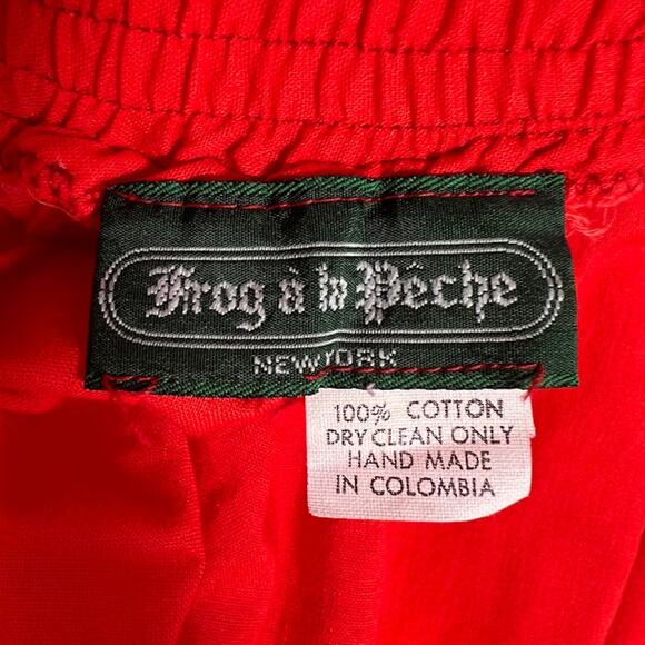 Vintage Frog a la Peche Women's Embroidered A-Line Skirt Red w/ Pockets *Read - Picture 5 of 6